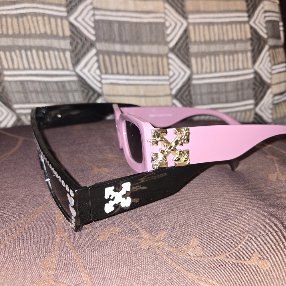 Pink and Black Sunglasses with Gold Accents